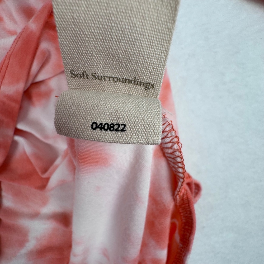 Soft Surroundings Tie Dye Tunic Top S‎ Coral Jersey Stretch Asymmetrical Resort - Picture 9 of 12